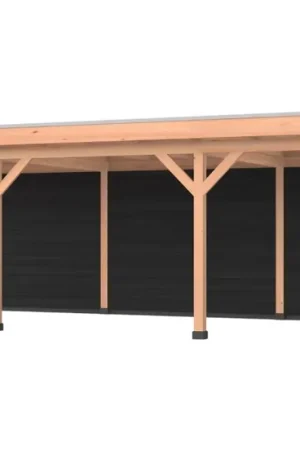 Superprijs Douglas overkapping, 900 x 350, met zwarte achterwand, Westwood Comfort